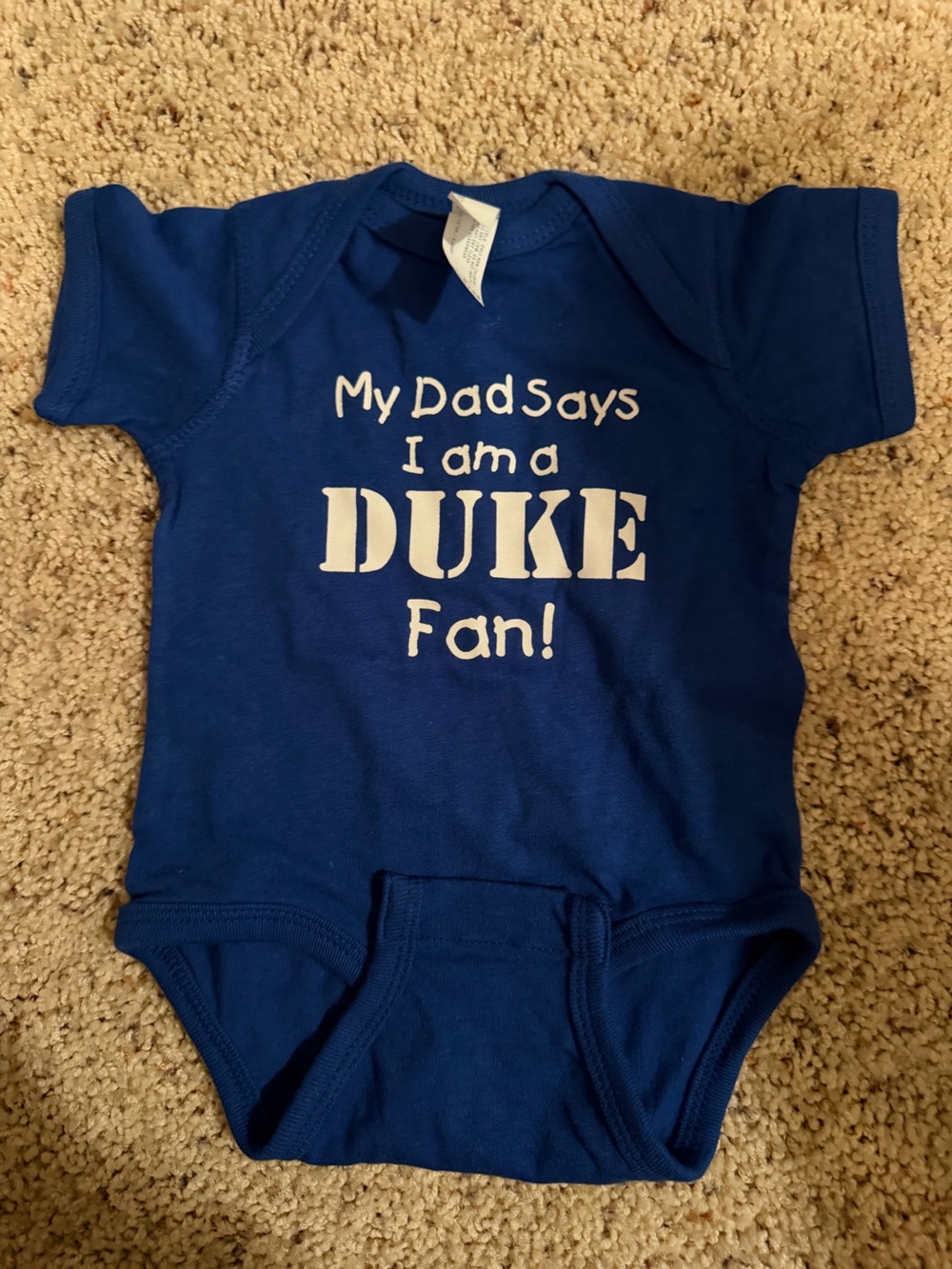 Rabbit Skins Royal Blue Baby Bodysuit with White Duke Fan Graphic